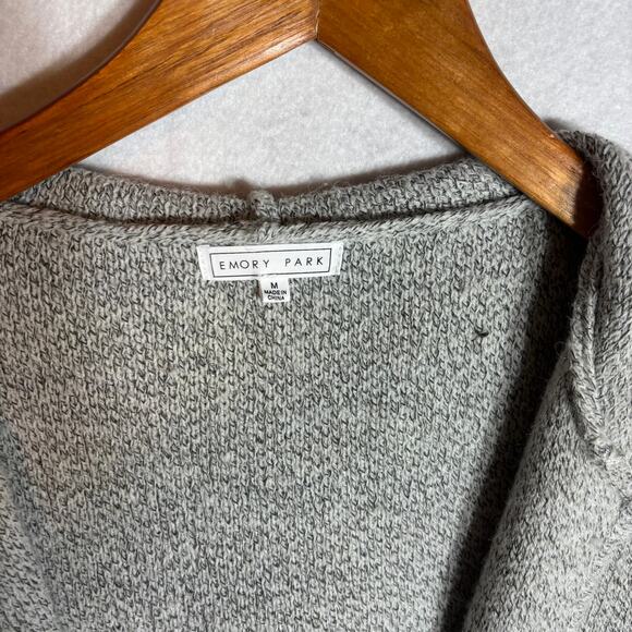Emory Park Gray Hooded Long Sleeve Cardigan Sweater Size Medium Gray Gold - Picture 2 of 7